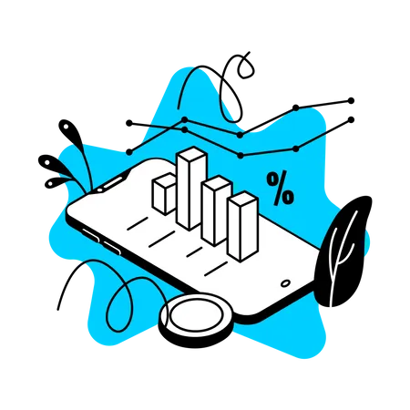 Aplicativo móvel financeiro estatístico  Ilustração