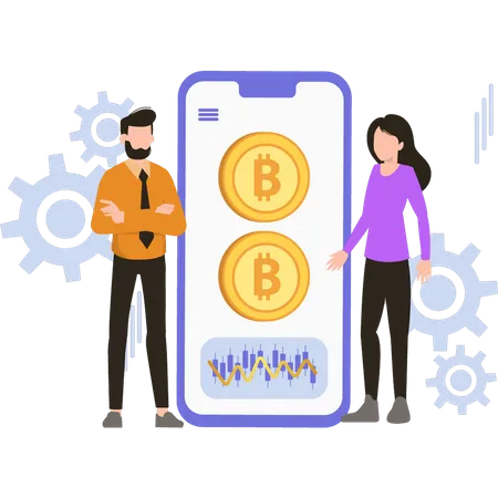 Application mobile d'échange de bitcoins  Illustration