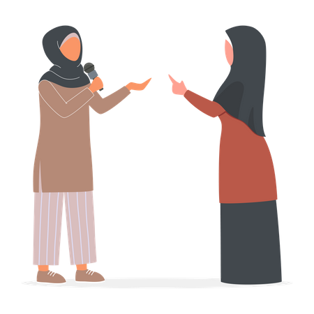 Arab female reporter interviewing female  Illustration