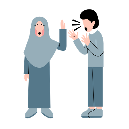 Arabic Couple Fighting  Illustration