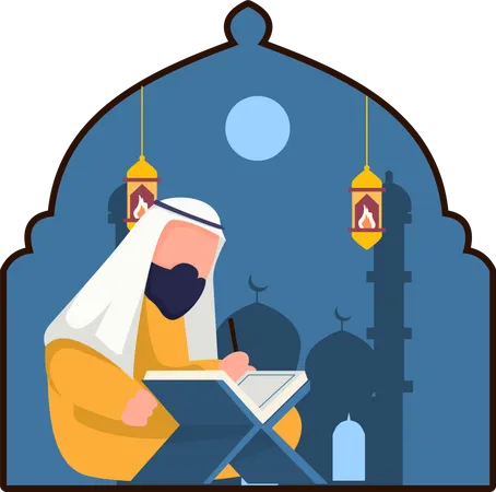 Arabic man reading quran  Illustration