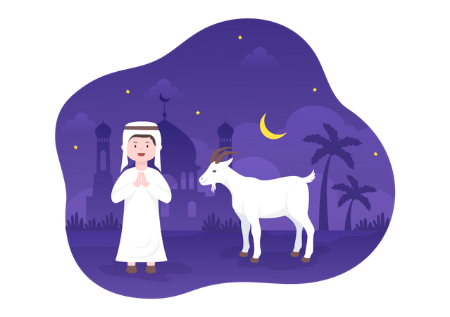 Arabic man with goat  Illustration