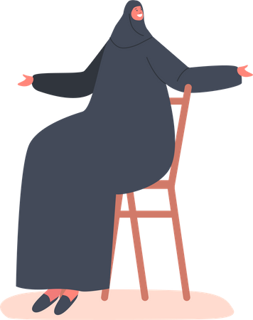 Arabic Woman Sitting on Chair  Illustration