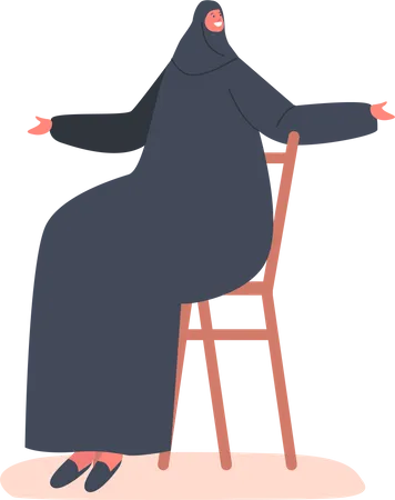 Arabic Woman Sitting on Chair  Illustration