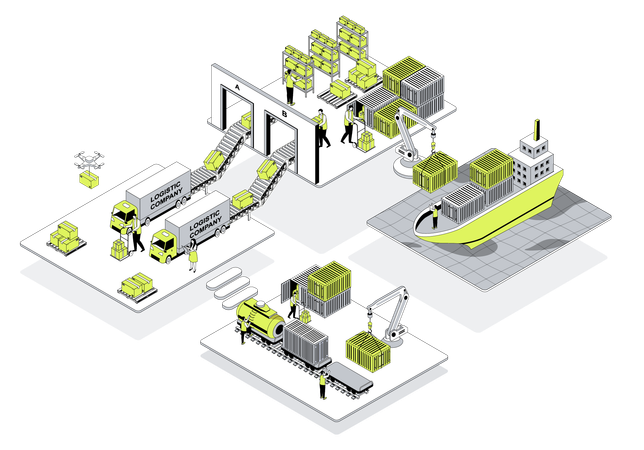 Mitarbeiter eines Logistikunternehmens  Illustration