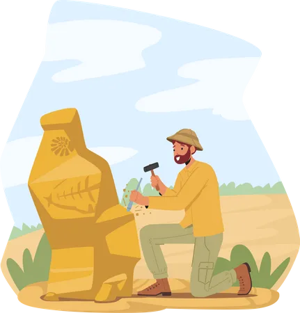 Archeologist Explore Ancient Geoglyphs  イラスト