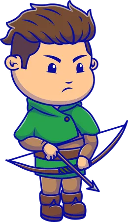 Archer boy playing archery  Illustration