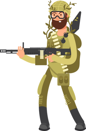 Army Man With Weapons  Illustration