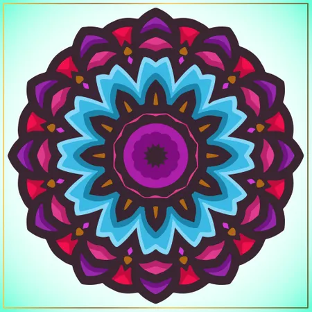 Art de mandala coloré avec élément de motifs floraux  Illustration