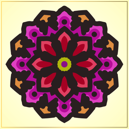 Art de mandala coloré avec élément de motifs floraux  Illustration