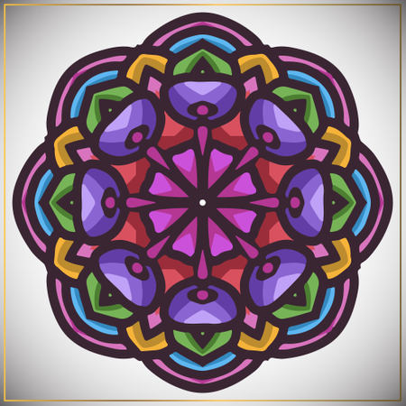 Art de mandala coloré ethnique avec élément de motifs floraux  Illustration