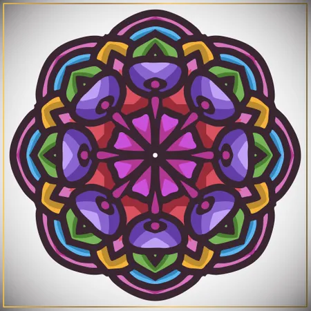 Art de mandala coloré ethnique avec élément de motifs floraux  Illustration