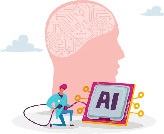 Artificial brain development  Illustration