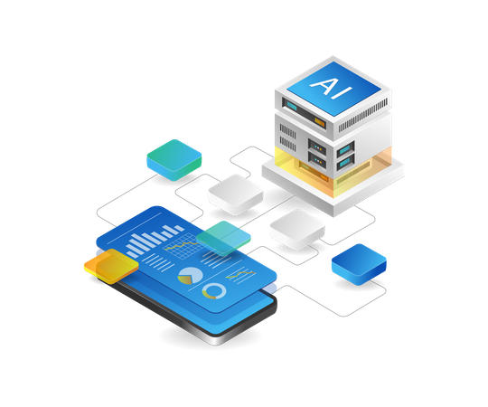 Artificial intelligence analysis network  Illustration