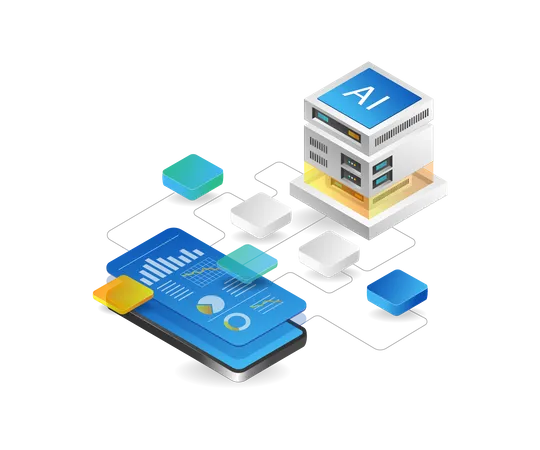 Artificial intelligence analysis network  Illustration