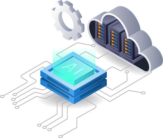 Artificial intelligence cloud server network  일러스트레이션