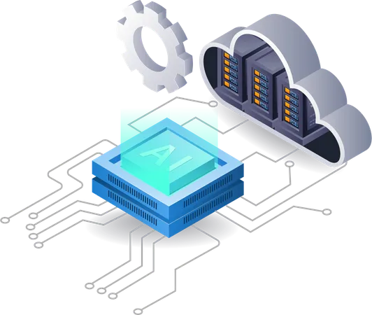 Artificial intelligence cloud server network  일러스트레이션