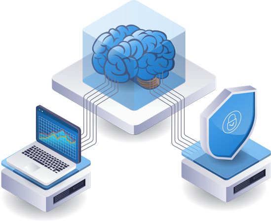 Artificial intelligence security analysis technology server  일러스트레이션