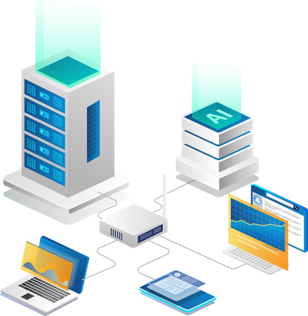 Artificial intelligence server network  일러스트레이션