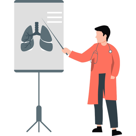 Arzt präsentiert Bericht zur menschlichen Lungendiagnose  Illustration