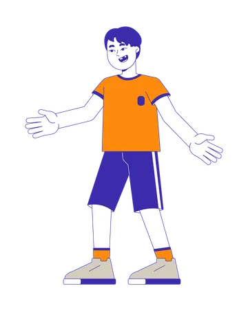 Asian boy wearing soccer sports uniform  Illustration