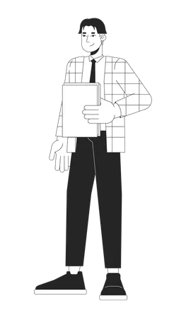 Asian male office worker holding paperwork  Illustration