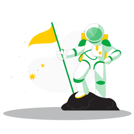 Astronaut mit Flagge  Illustration