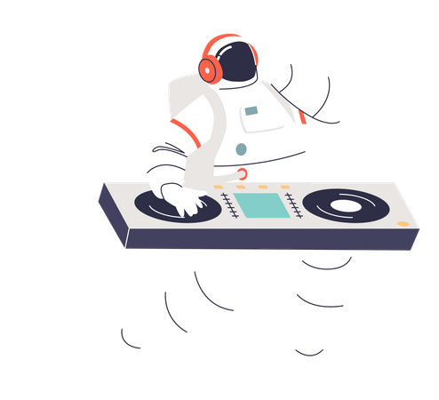 Astronauta dj bailando  Ilustración