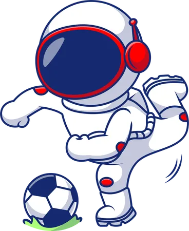 Astronauta jugando pelota de fútbol  Ilustración