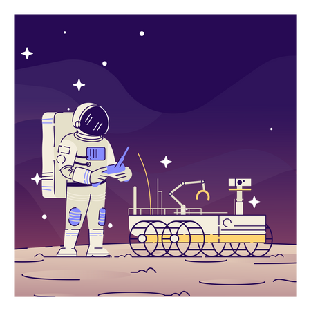 Astronaute avec rover lunaire  Illustration