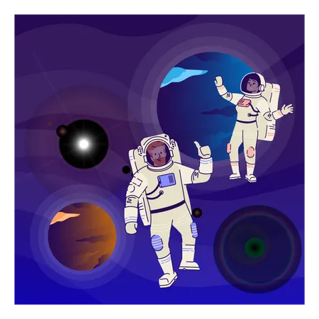 Astronautes dans l'espace  Illustration