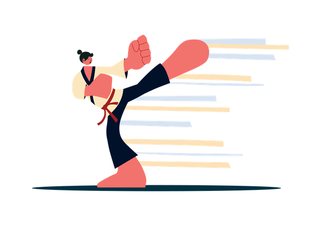 Athlete doing high kick exercise  Illustration