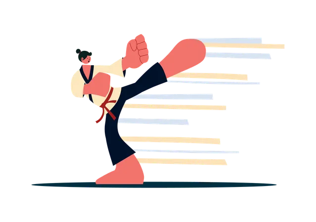 Athlete doing high kick exercise  Illustration