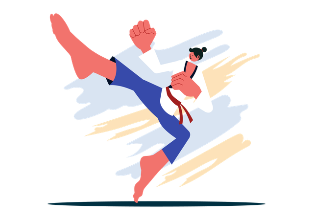 Athlete practicing karate  Illustration