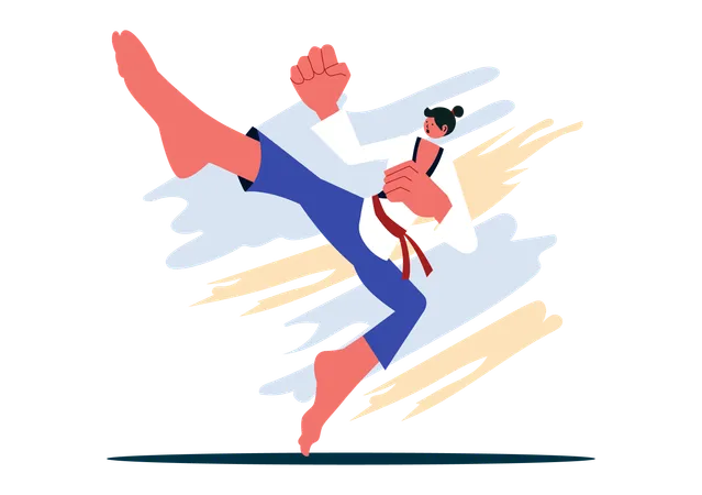 Athlete practicing karate  Illustration