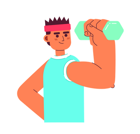 Athlete with headband lifting weight  Illustration