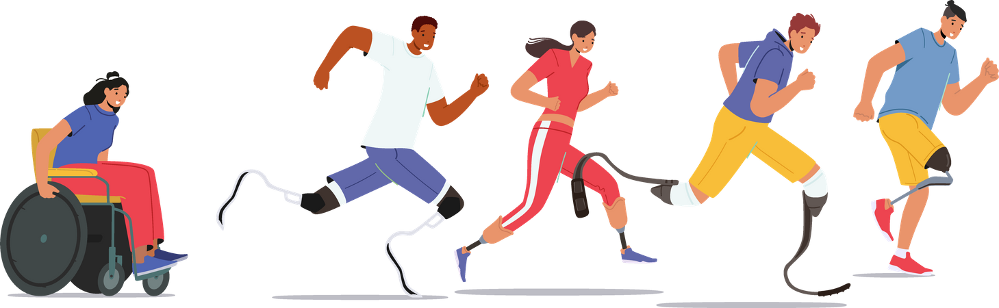 Atleta discapacitado corre maratón de la ciudad  Ilustración