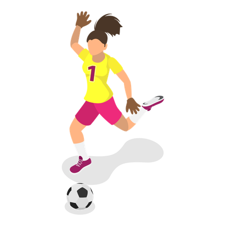 Atleta femenina jugando al fútbol  Ilustración