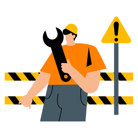 Attention for construction zone  Illustration