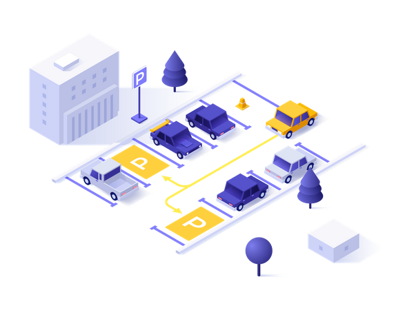 Automatic parking assistant technology  Illustration