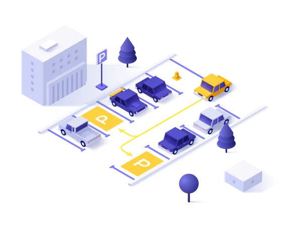 Automatic parking assistant technology  Illustration