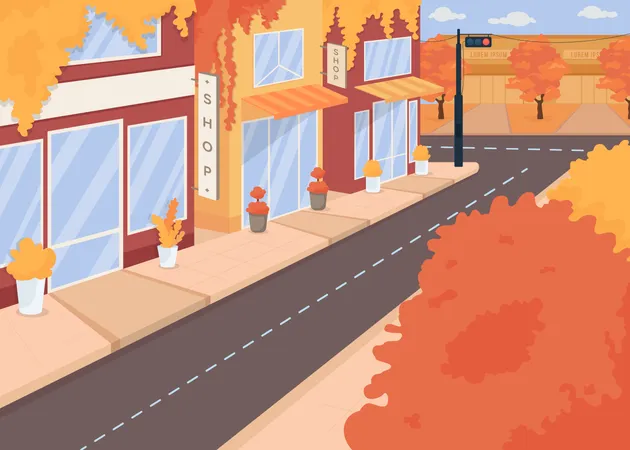 Autumn city street  Illustration