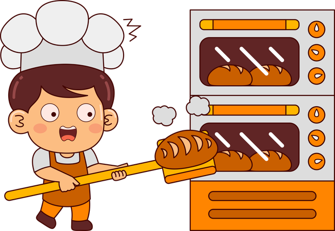 Baker making bread  일러스트레이션