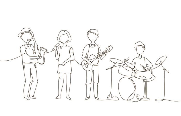 Banda de música escolar  Ilustração