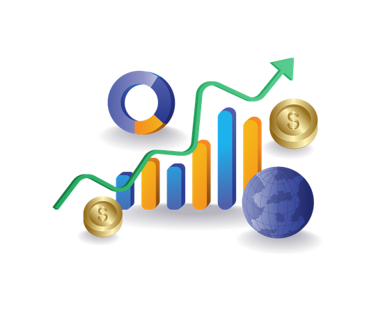 Bar diagram of business development analysis  Illustration