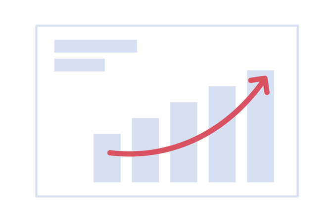 Bar graphs arrow rising up  Illustration