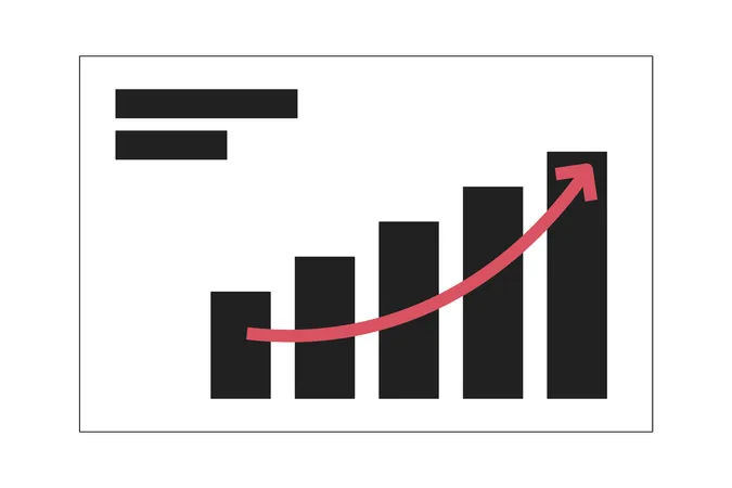 Bar graphs arrow rising up  Illustration