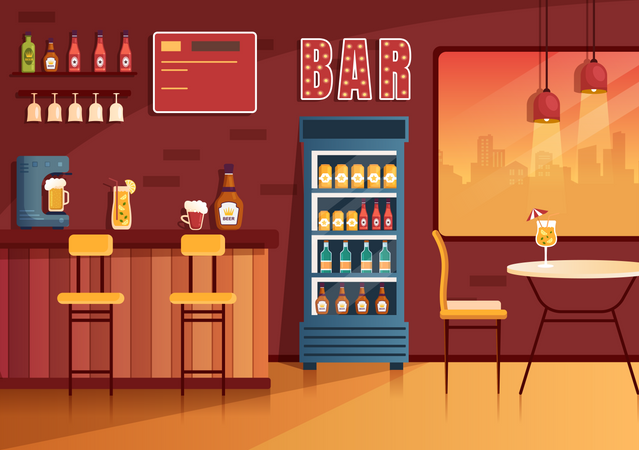 Bar Restaurant  Illustration