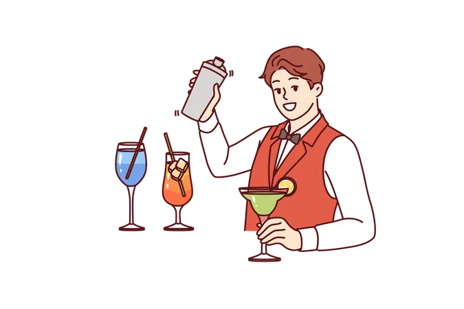 Bartender is preparing mocktail  イラスト