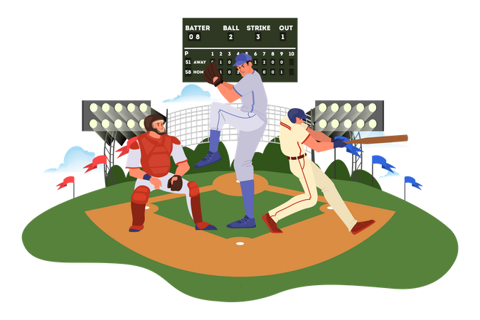 Baseball match  Illustration